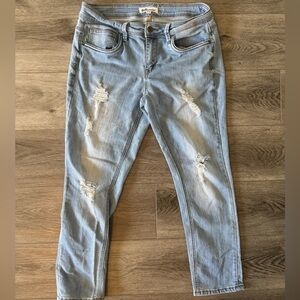 Women's Light Blue Distressed Jeans